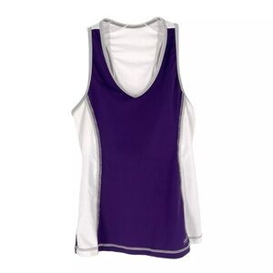 Sofibella Tank Top Womens Size Medium Purple White Mesh Shelf Bra Tennis Active
